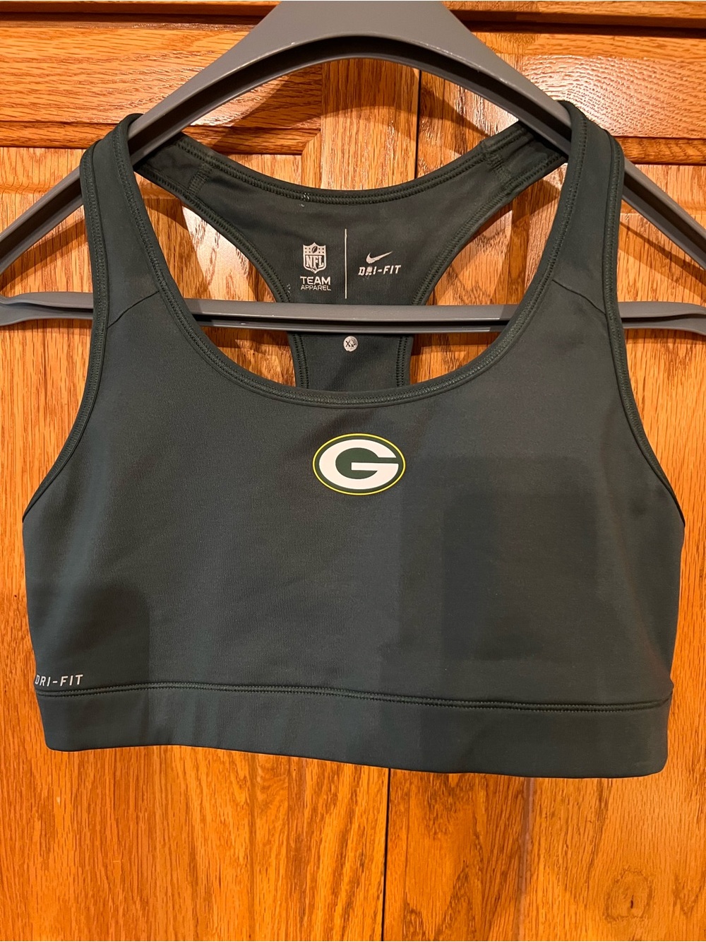 Nike Dark Green & Yellow Green Bay Packers Dri-FIT Sports Bra